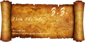 Zink Zénó névjegykártya